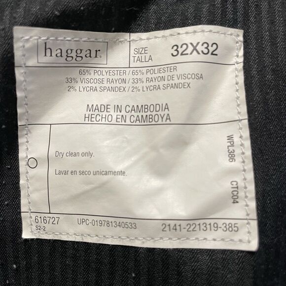 Haggar Enterprise 38R 3 Button Black Pinstripe 2 Pc Suit 32 X 32 Pleated Pants - Picture 16 of 16